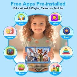 Tablette Enfants, 8 Pouces, Android, 6+10 RAM, 128Go ROM (Carte TF 256 Go), certifiée Google, Logiciel Enfant préinstallé, Wi-FI