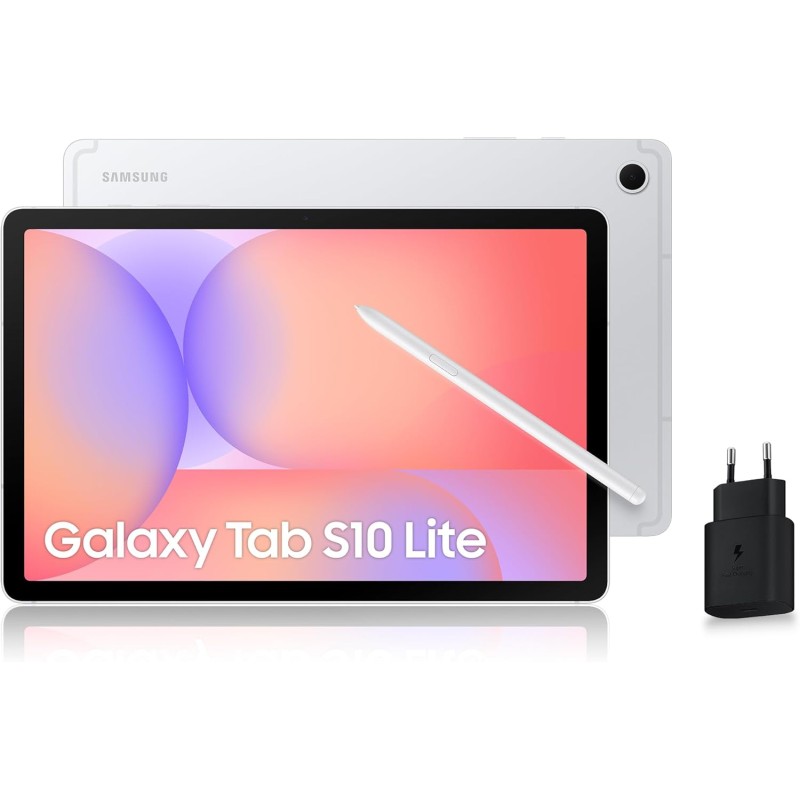 Samsung Galaxy Tab S10 Lite, 10.9", Wi-FI, 256Go, Tablette Android, S Pen Inclus, Argent, Chargeur Secteur Rapide 25W Inclus, Ve