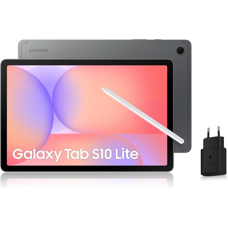 Samsung Galaxy Tab S10 Lite, 10.9", Wi-FI, 256Go, Tablette Android, S Pen Inclus, Gris, Chargeur Secteur Rapide 25W Inclus, Vers
