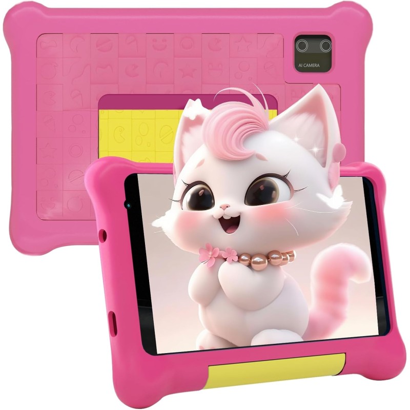 Tablette enfants 7 pouces, android tablette pour enfant 5gb ram 32gb rom (tf 128gb), avec applications éducatives et contrôle pa