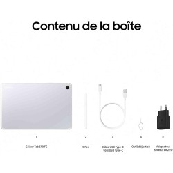 Samsung Galaxy Tab S10 FE, Tablette Android WIFI 10.9" 128 Go, S Pen inclus, Certification IP68, Argent, Chargeur Secteur Rapide