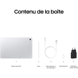 Samsung Galaxy Tab S10 FE, Tablette Android WIFI 10.9" 128 Go, S Pen inclus, Certification IP68, Argent, Chargeur Secteur Rapide
