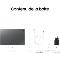 Samsung Galaxy Tab S10 FE, Tablette Android 5G 10.9" 128 Go, S Pen inclus, Certification IP68, Gris Anthracite, Chargeur Secteur