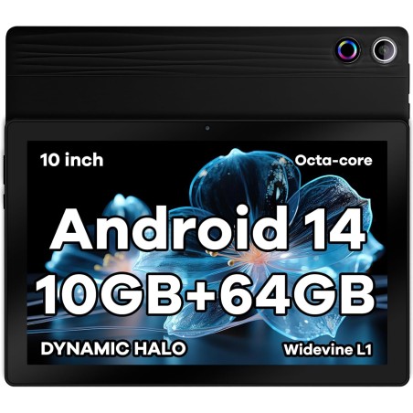 Tablette 10 Pouces Android 14 Tablettes Octa-Core Tablette, Widevine L1 10 Go + 64 Go + 1 to TF, WiFi 6 BT 5.3 Batterie 5000 mAh