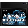 Tablette 10 Pouces Android 14 Tablettes Octa-Core Tablette, Widevine L1 10 Go + 64 Go + 1 to TF, WiFi 6 BT 5.3 Batterie 5000 mAh