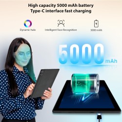 Tablette 10 Pouces Android 14 Tablettes Octa-Core Tablette, Widevine L1 10 Go + 64 Go + 1 to TF, WiFi 6 BT 5.3 Batterie 5000 mAh