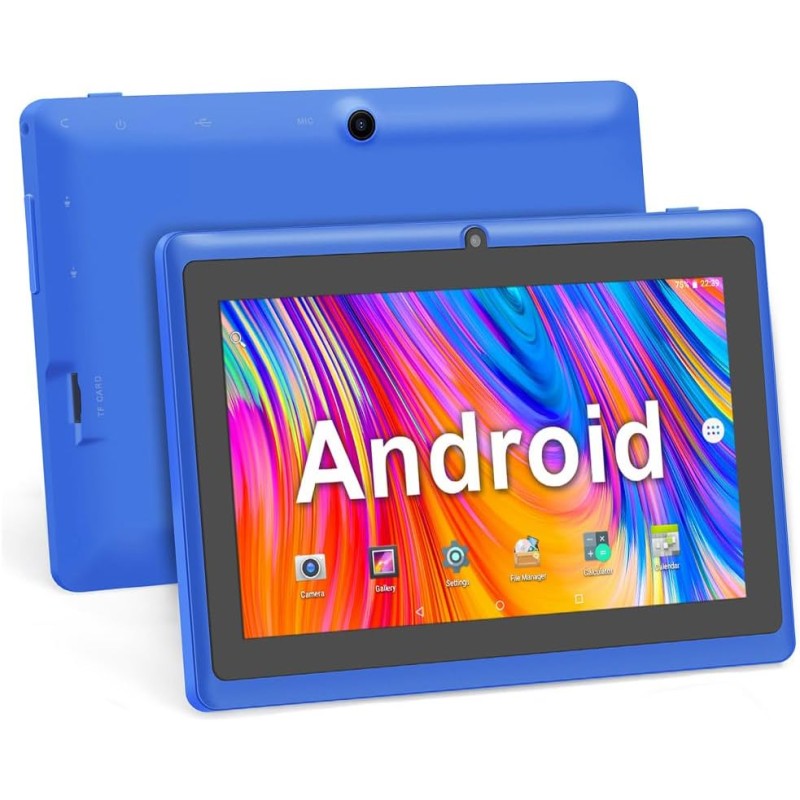 7 pouces tablette tactile, android 5.0 quad core tablet pc, 1go ram 8go rom, double caméras, wifi, bleutooth, bleu
