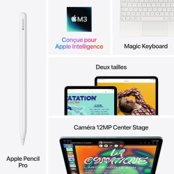 Apple iPad Air 13 Pouces avec Puce M3 : Apple Intelligence, écran Liquid Retina, 512 Go, caméras Avant/arrière 12 Mpx, Wi-FI 6E,