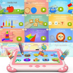 Tablette pour enfant,7 pouces android tablette enfants avec wifi,hd,bleutooth,contrôle parental, logiciel enfant pré-installé qu