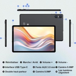 Tablette Android 15 Tablette 10 Pouces 20Go RAM + 128Go ROM(2To Extensible), Octa-Core, GMS Tablette Tactile, WiFi 6, 5G Wi-FI, 