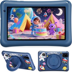 Tablette Enfant 7 Pouces Android 13,8Go RAM + 64Go ROM (Extensible 256Go),Octa-Core,5800mAh,Certifié Google (Bleu)