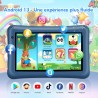 Tablette Enfant 7 Pouces Android 13,8Go RAM + 64Go ROM (Extensible 256Go),Octa-Core,5800mAh,Certifié Google (Bleu)