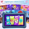 Tablette Enfant 7 Pouces Android 13,8Go RAM + 64Go ROM (Extensible 256Go),Octa-Core,5800mAh,Certifié Google (Bleu)