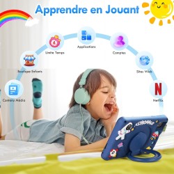 Tablette Enfant 7 Pouces Android 13,8Go RAM + 64Go ROM (Extensible 256Go),Octa-Core,5800mAh,Certifié Google (Bleu)