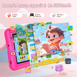 Tablette Enfants 7 Pouces,Android 13,8Go(4+4)+64Go,Octo-Core,Double Caméra,Contrôle Parental, Coque Antichoc (Rose)