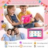 Tablette Enfants 7 Pouces,Android 13,8Go(4+4)+64Go,Octo-Core,Double Caméra,Contrôle Parental, Coque Antichoc (Rose)