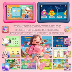 Tablette Enfants 7 Pouces,Android 13,8Go(4+4)+64Go,Octo-Core,Double Caméra,Contrôle Parental, Coque Antichoc (Rose)