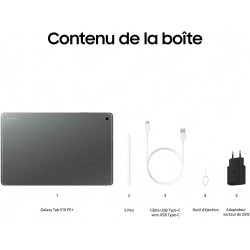 Samsung Galaxy Tab S10 FE+, Tablette Android 5G 13.1" 256 Go, S Pen inclus, Certification IP68, Gris Anthracite, Chargeur Secteu