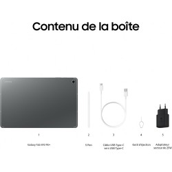 Samsung Galaxy Tab S10 FE+, Tablette Android 5G 13.1" 128 Go, S Pen inclus, Certification IP68, Gris Anthracite, Chargeur Secteu