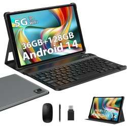 Tablette 10 pouces android 14 avec octa-core, 36gb ram+128gb rom (1tb tf), 2.4g+ 5gwifi, bleutooth 5.0, gps, 8000mah,13mp+8mp, f