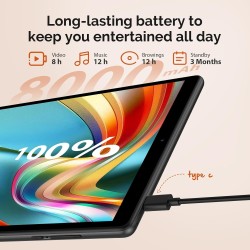 Tablette 10 pouces android 14 avec octa-core, 36gb ram+128gb rom (1tb tf), 2.4g+ 5gwifi, bleutooth 5.0, gps, 8000mah,13mp+8mp, f
