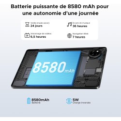 DOOGEE Tab A9+ Android 16 Tablette 11 Pouces, 20Go + 64Go (TF 2To) Unisoc T7200 8 580 mAh Gaming Tablette Wi-FI 5, 13 MP/FM/Face