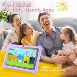 Tablette Enfants 7 Pouces Andriod Quad Core - 2 Go RAM 32 Go ROM 128 Go Extension - Contrôle Parental, Éducative et Divertissant