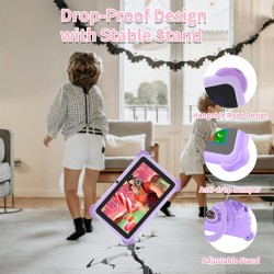 Tablette Enfants 7 Pouces Andriod Quad Core - 2 Go RAM 32 Go ROM 128 Go Extension - Contrôle Parental, Éducative et Divertissant