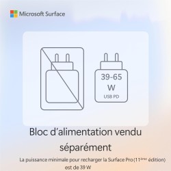 Microsoft Surface Pro (Chargeur Non Inclus) | Copilot+ PC | Ecran Tactile OLED 13” | Snapdragon® X Elite | 16Go RAM | SSD 256Go 