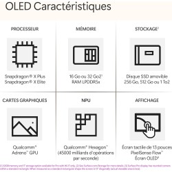 Microsoft Surface Pro (Chargeur Non Inclus) | Copilot+ PC | Ecran Tactile OLED 13” | Snapdragon® X Elite | 16Go RAM | SSD 256Go 