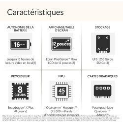 Microsoft Surface Pro | Copilot+ PC | Ecran Tactile LCD 12” | Snapdragon® X Plus | 16Go RAM | Stockage 512Go | Dernier Modèle | 