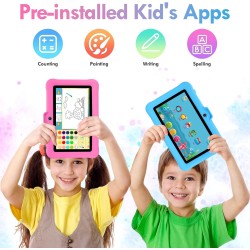 Tablette enfants 7 pouces android, ram 8 (3+5) go, rom 64 go (tf 128 go), gms certified, apps pré-installé, éducative, contrôle 