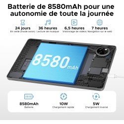DOOGEE Tab A9 Pro+ Tablette Android 15,Tablette 11 Pouces/90Hz, Batterie 8580mAh, 30GB + 128GB/TF 2TB,Unisoc T7200 Tablette avec