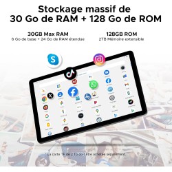 DOOGEE Tab A9 Pro+ Tablette Android 15,Tablette 11 Pouces/90Hz, Batterie 8580mAh, 30GB + 128GB/TF 2TB,Unisoc T7200 Tablette avec