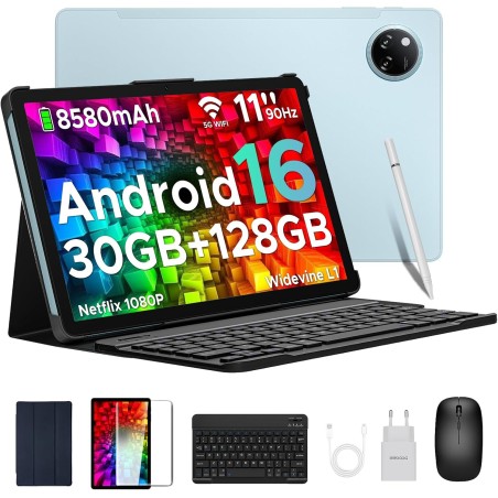 DOOGEE Tab A9 Pro+ Tablette Android 16, Tablette avec Clavier/90Hz, Batterie 8580mAh, 30GB + 128GB/TF 2TB,Tablette 11 Pouces Uni