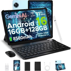 DOOGEE U11 Tablette Android 16, 11 Pouces Tablette avec Clavier, 16GB RAM+128GB ROM(2TB TF), T7200Octa-Core Tablette Tactile 90H