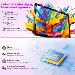 Tablette 11 Pouces Android 15 Tablette avec 4G LTE /5G WiFi,Octo-Core T615,36 Go+256 Go(2To TF),8000 mAh/2 W,16 MP+8 MP,Widevine