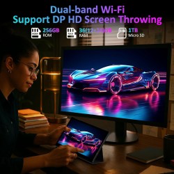 Tablette 14 Pouces Android 15 Tablette Tactile avec 4G LTE /5G WiFi,36Go+256Go/11580mAh/20W/13+8MP/Octa-Core/Face ID/TÜV/GMS/BT5