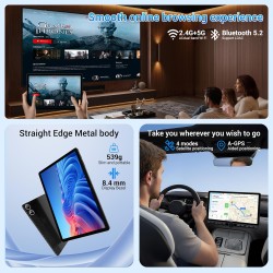 Tablette 11 Pouces Android 15 Tablette Tactile avec 4G LTE /5G WiFi,36Go+512Go/9580mAh/20W/13+8MP/Octa-Core/Face ID/TÜV/GMS/BT5.