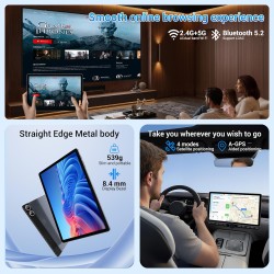 Tablette 11 Pouces Android 15 Tablette Tactile avec 4G LTE /5G WiFi,36Go+512Go/9580mAh/20W/13+8MP/Octa-Core/Face ID/TÜV/GMS/BT5.