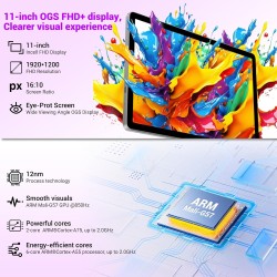 Tablette 11 Pouces Android 15 Tablette avec 4G LTE /5G WiFi,Octo-Core T615,36 Go+256 Go(2To TF),8000 mAh/2 W,16 MP+8 MP,Tablette