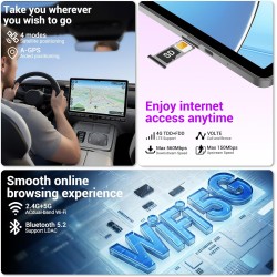 Tablette 11 Pouces Android 15 Tablette avec 4G LTE /5G WiFi,Octo-Core T615,36 Go+256 Go(2To TF),8000 mAh/2 W,16 MP+8 MP,Tablette
