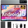 Tablette 13 Pouces Android 15 Tablette Tactile avec 4G LTE /5G WiFi,36Go+512Go/11580mAh/20W/13+8MP/Octa-Core/Face ID/TÜV/GMS/BT5