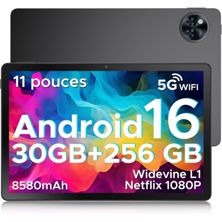 DOOGEE U11 Pro Tablette Android 16, Tablette 11 Pouces, Gemini AI 30GB RAM+256GB ROM/TF 2TB, Batterie 8580mAh, Octa-Core T7200 9