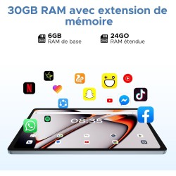 DOOGEE U11 Pro Tablette Android 15, Tablette 11 Pouces 30GB RAM+256GB ROM/TF 2TB, Batterie 8580mAh,Tablette avec Clavier Unisoc 
