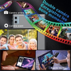 Tablette Android 15 avec 64Go ROM +2TB TF Extensible, Freeform,10 Pouces,WiFi 6, 8-Cores, Gemini AI, GMS, 8MP+5MP, Widevine L1, 