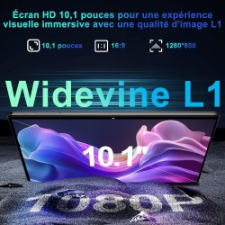 Tablette Android 15 avec 64Go ROM +2TB TF Extensible, Freeform,10 Pouces,WiFi 6, 8-Cores, Gemini AI, GMS, 8MP+5MP, Widevine L1, 