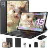 Tablette Android 15 avec 64Go ROM (2TB TF Extensible), 10 Pouces, WiFi 6, 8-Cores, GMS, 8MP+5MP, Widevine L1, Play Store, Tablet