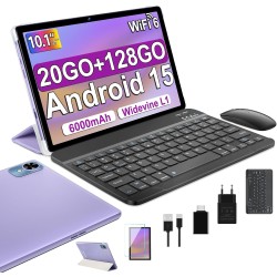 2025 Dernier 10 Pouces Tablette Android 15 avec 5G Wi-FI 6,20 GO RAM+128 GO ROM (1To TF),Octa-Core Tablette Tactile PC,GMS,Widev