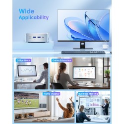 NiPoGi Essenx E2 Mini PC W-11 Pro, Ιntel Alder Lake-N95(jusqu'à 3,40 GHz), 16 Go DDR4 512 Go M.2 SSD Mini Ordinateur de Bureau, 